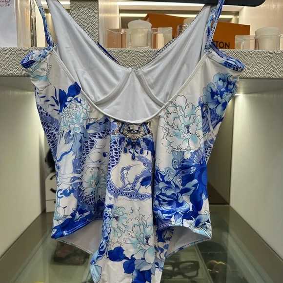 Camilla Blue and White Floral One Piece Swimsuit Size Medium - Picture 6 of 8